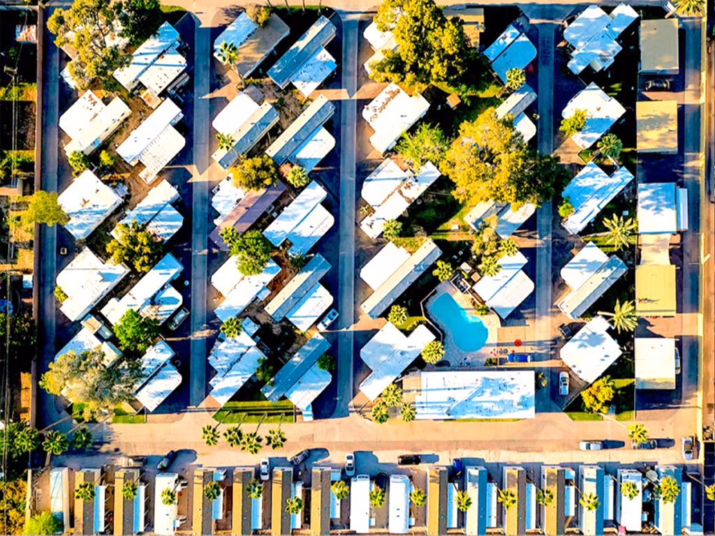 streetscape, cleanliness, RV parks in Arizona, Mesa, comfortable manufactured home exterior