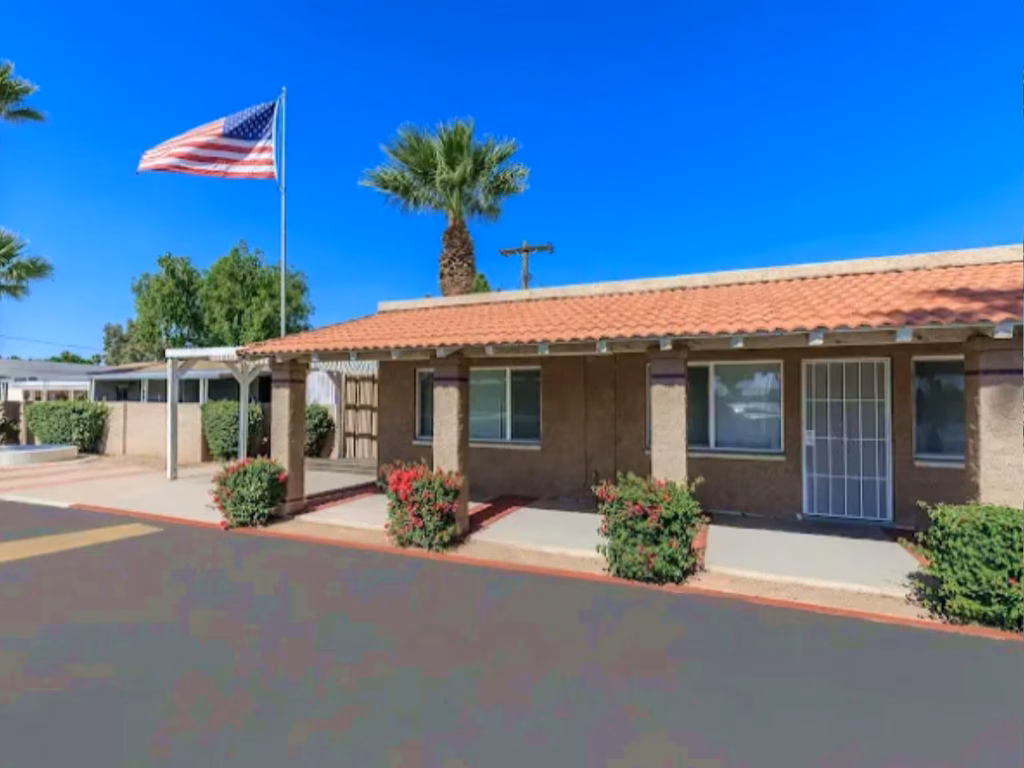 Phoenix, park, land lease manufactured home lot, residential street view Mesa AZ, streetscape