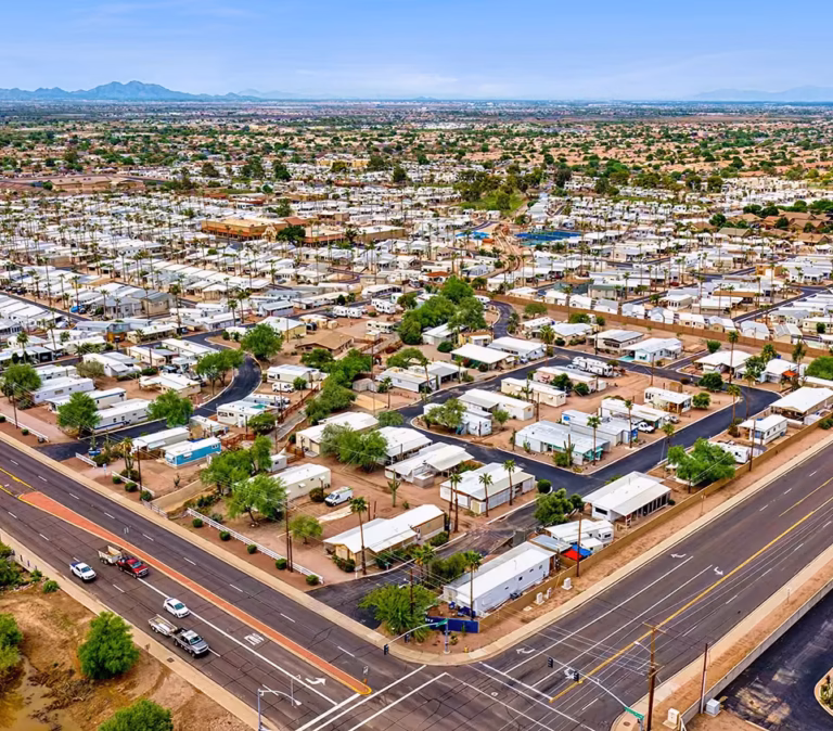 streetscape, all age residential neighborhood, manufactured home community Arizona, 55-plus, community