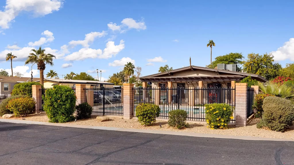residential, Mesa, clean residential streetscape, park, managed active adult community