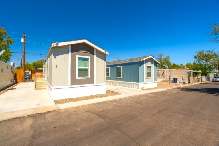 affordable manufactured homes Phoenix, Mesa, managed active adult community, exterior, land-lease