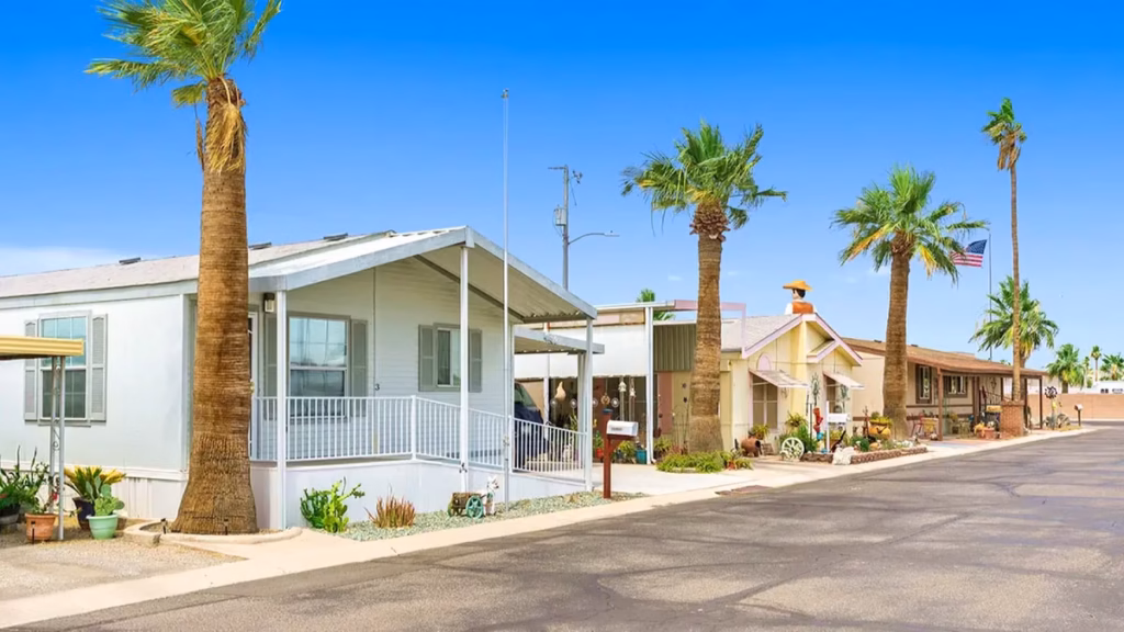 clean residential streetscape, management, affordable manufactured homes Phoenix, 55-plus, neighborhood